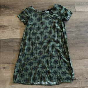 Forever 21 Olive and Black Patterned Dress